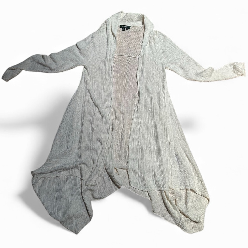 Ralph Lauren white Knit 100% linen Cardigan/cover up L